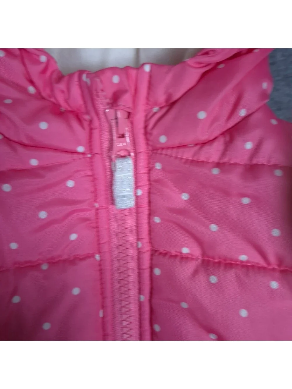 Carter’s Pink Quilted Polka Dot Puffer Jacket 24M Fleece Lined Winter Coat